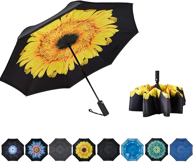 NOORNY Inverted Umbrella Double Layer Automatic Folding Reserve Umbrella ...