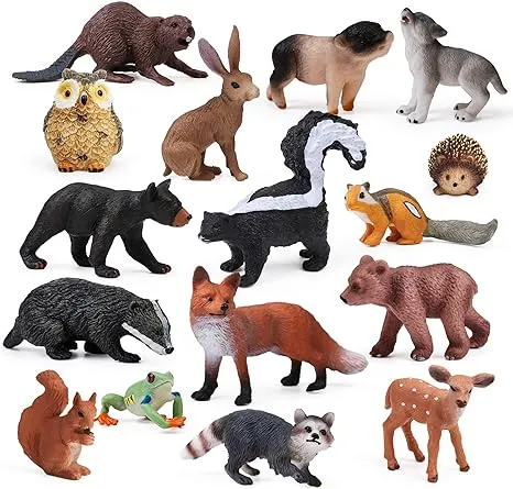 Uandme 16pcs Forest Animals Baby Figures