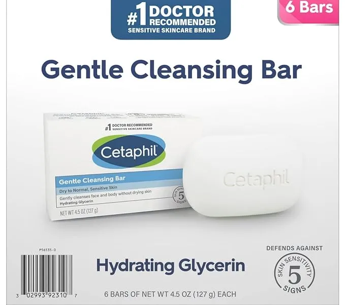 Cetaphil Gentle Cleansing Bar for Dry/Sensitive Skin 4.50 oz (Pack of 12) 