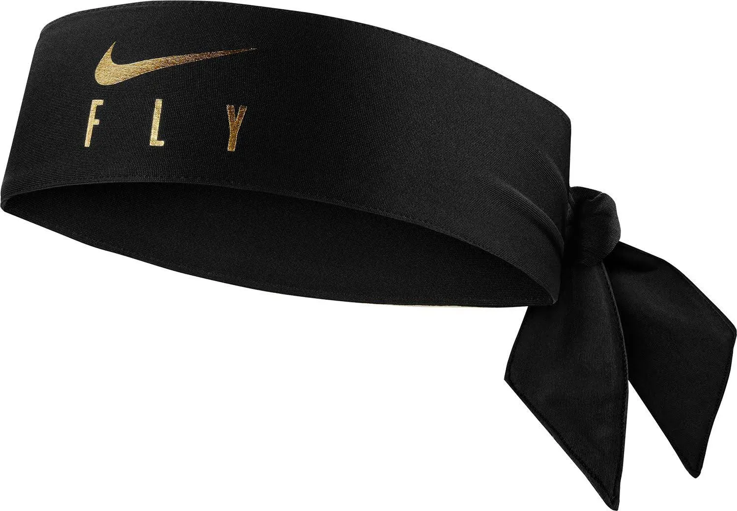 Nike Gold Fly Logo Dri-Fit Head Tie Headband - Gold / Black