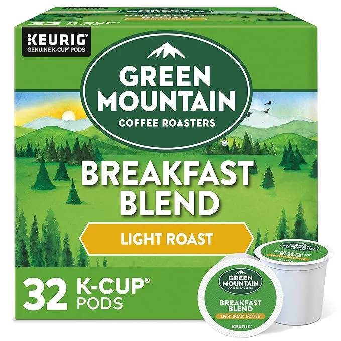 Green Mountain Coffee Roasters Breakfast Blend Keurig Single-Serve K-Cup Pods, Light Roast Coffee, 32 Count