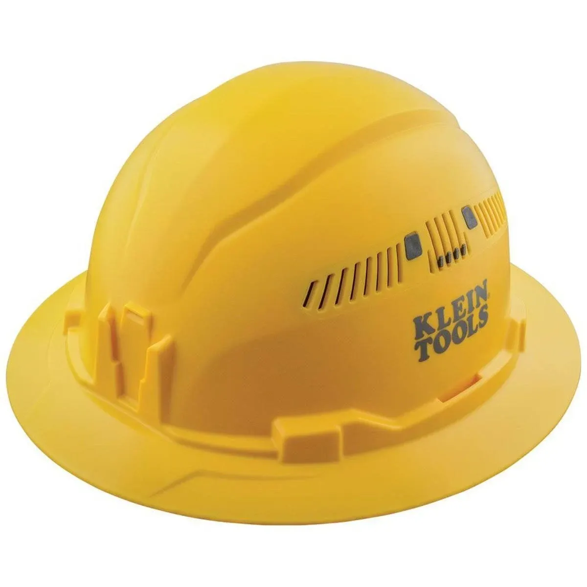 Klein Tools 60262 Hard Hat, Vented, Full Brim Style, Padded Self-Wicking Odor-Resistant Sweatband, Yellow