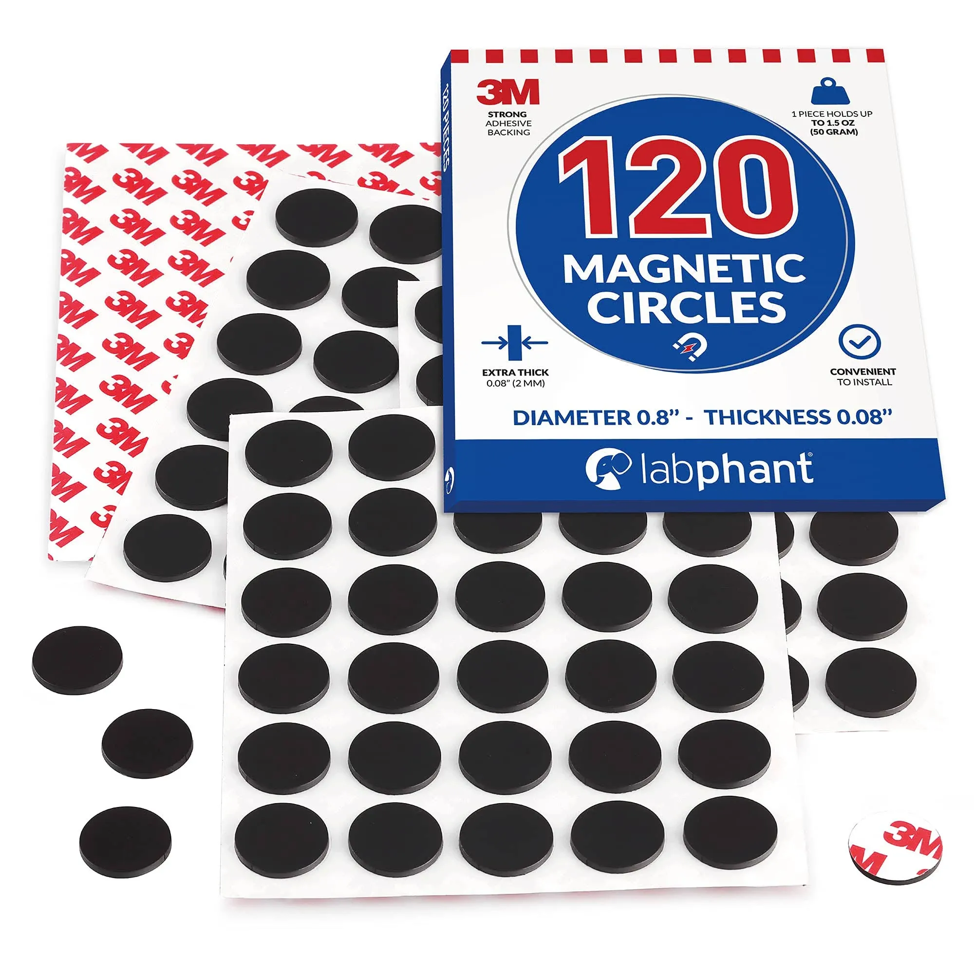 Round Magnets with Adhesive Backing, 120 Pieces Magnet Circles (Diameter 0.8’” x ...