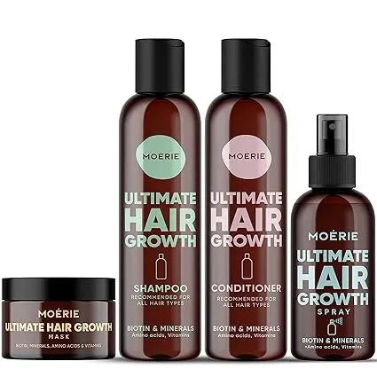 Moerie Mineral Shampoo and Conditioner Plus Hair Mask and Hair Spray Mega Pack – The Ultimate Hair Care Set – for Longer, Thicker, Fuller