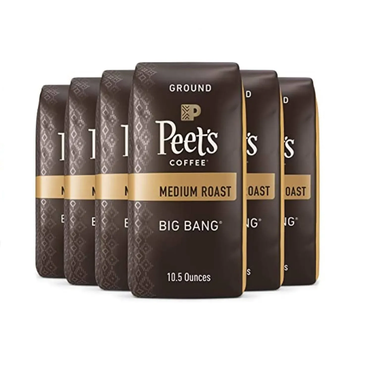 Peet's Coffee, Medium Roast Ground Coffee - Big Bang 63 Ounces (6 Bags of 10.5 ounces)