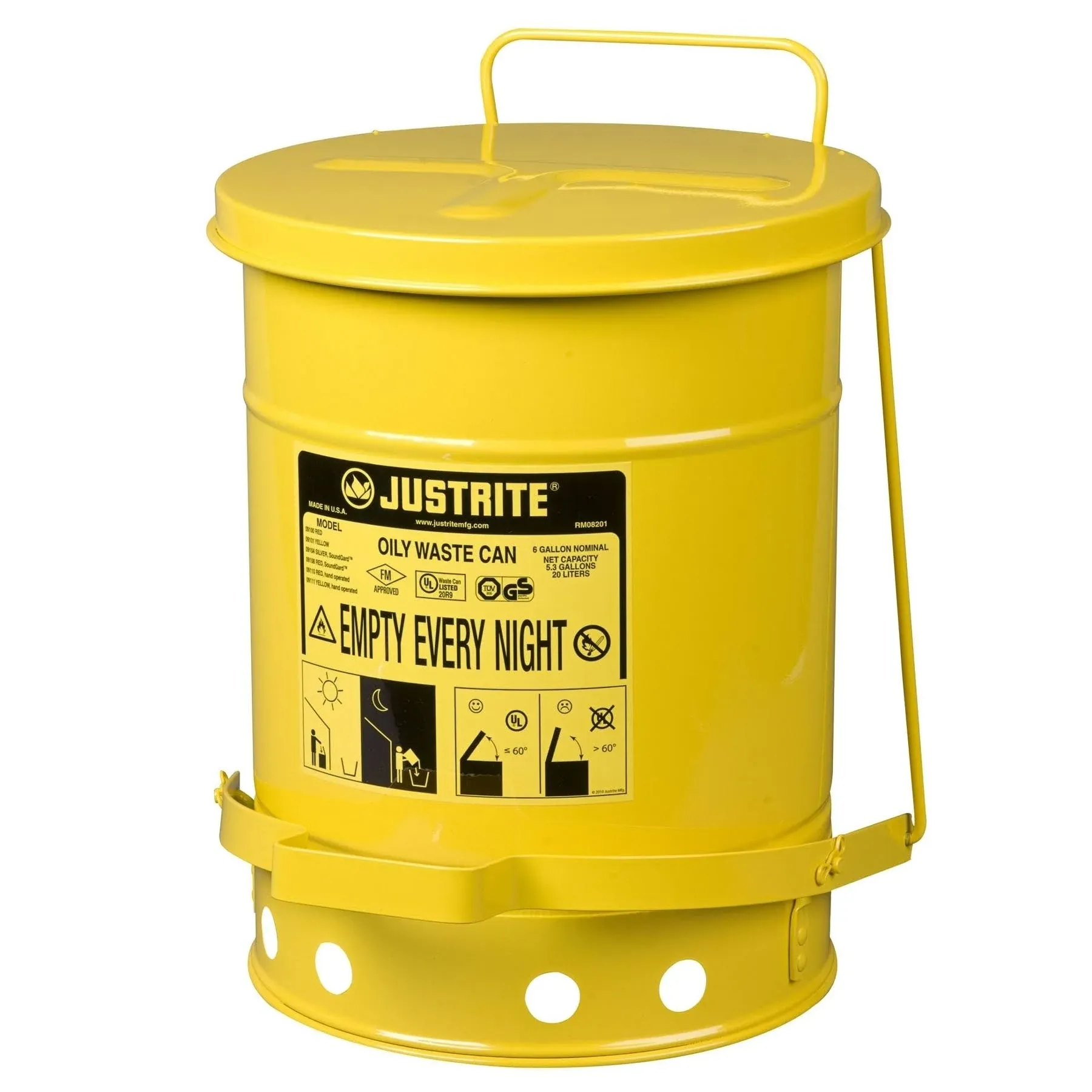 09101 6 Gallon, 11.875&#034; OD x 15.875&#034; H Galvanized-Ste<wbr/>el Yellow Safety Cans Fo...