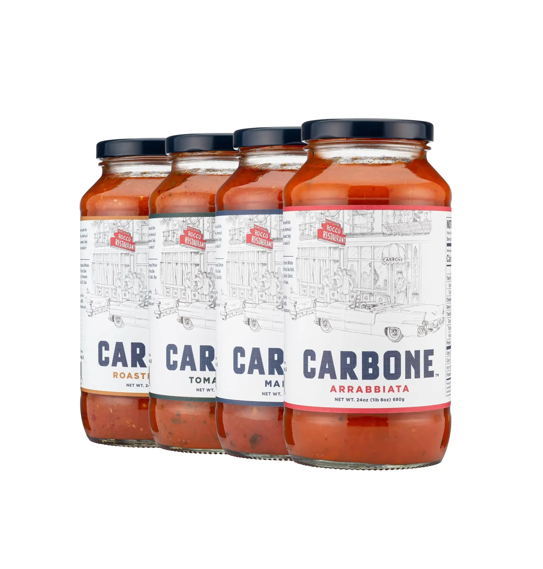 Carbone Pasta Sauce Variety Pack of Tomato Basil, Marinara, Arrabbiata, Roasted ...