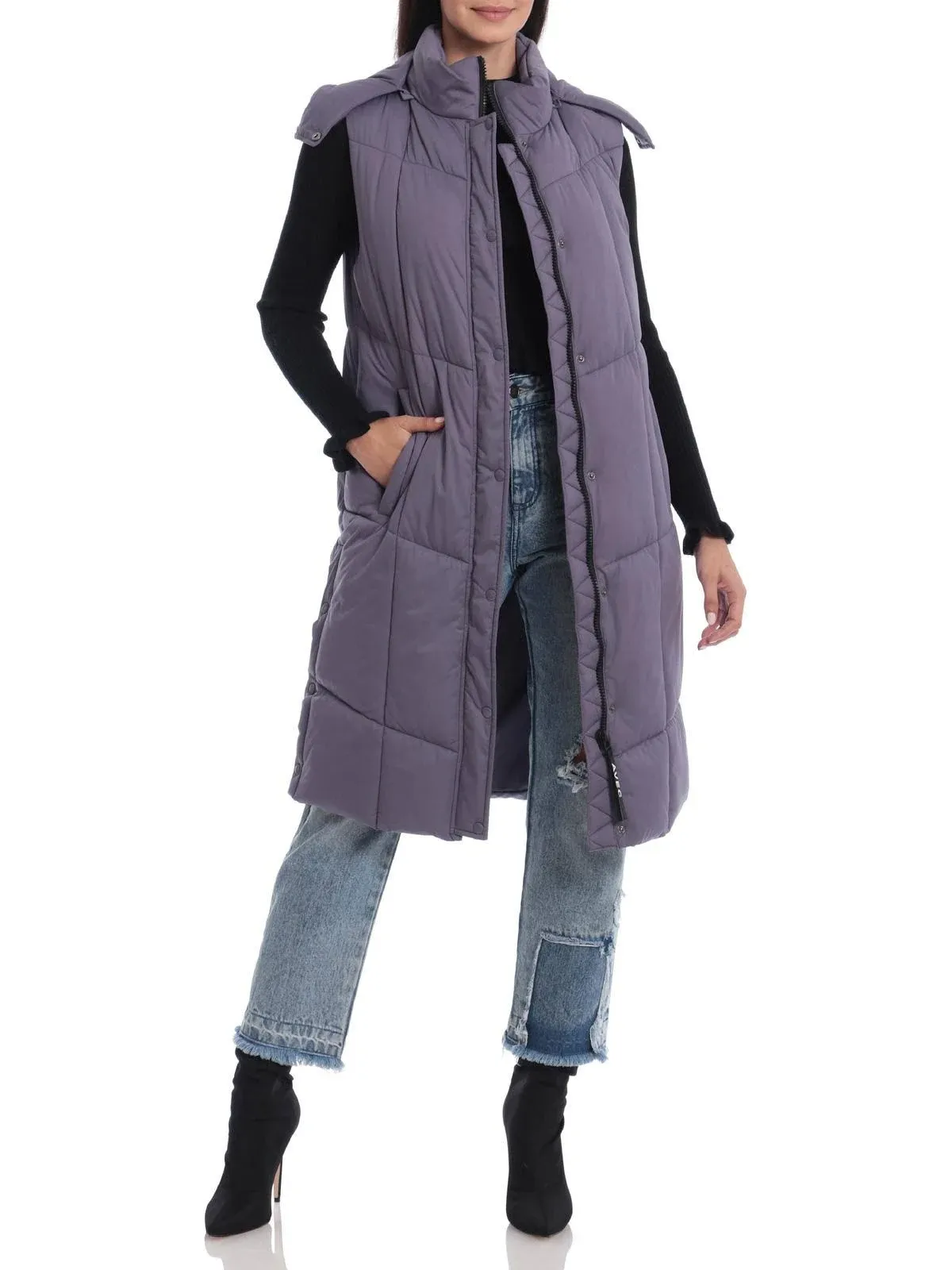 "Women's Longline Hooded Puffer Vest "