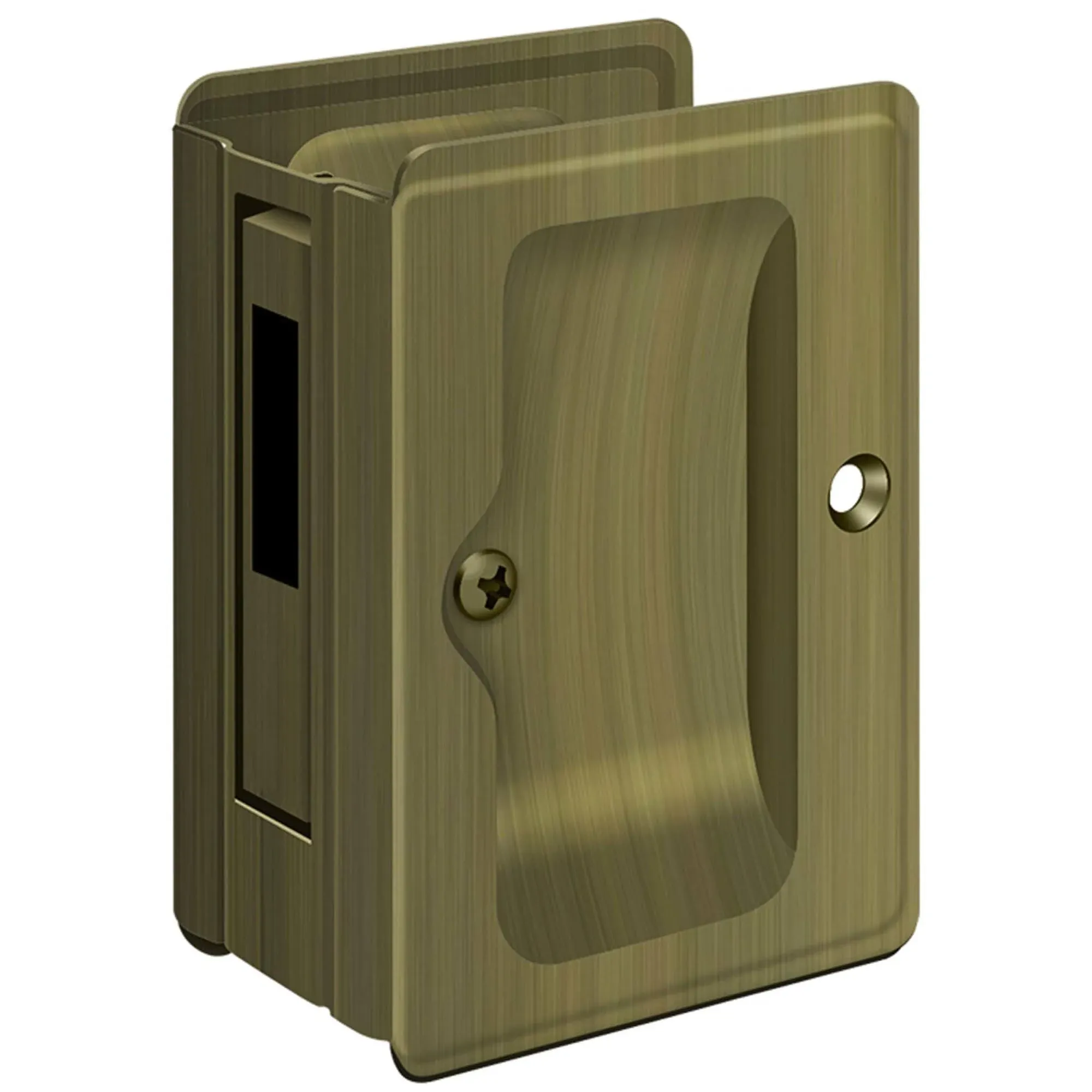 Deltana SDAR325U5 SDAR325U5 Tall Passage Pocket Lock for Converging Doors - Antique Brass