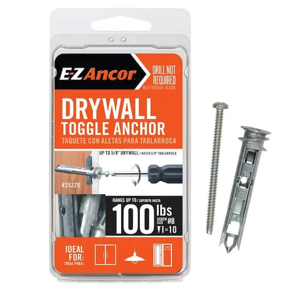 E-Z Ancor Toggle Lock 100 lbs. Philips Drywall Screws Anchors (10-Pack) 25220