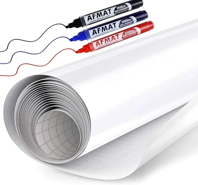 White Board Wallpaper, White Board Roll, Stick on White Boards for Wall, 1.44x11ft Peel and Stick Dry Erase Roll, Stain-Proof, Super Sticky Whiteboard Sticker Wall Decal for Wall/Table/Door,3 Markers