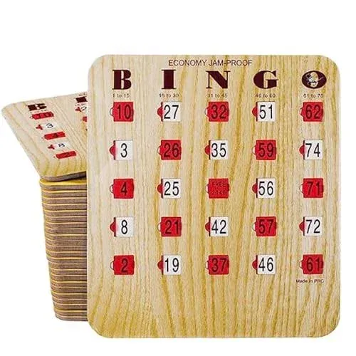 Mr Chips Jam-Proof Fingertip Slide Bingo Cards with Sliding Windows - 50 Pack in Tan Style