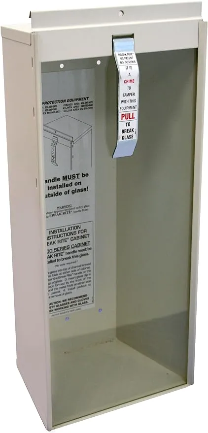 Kidde Fire Extinguisher Cabinet 5lb Surface Mount, for 5 Pound Dry Chemical Extinguisher, Heavy Duty Steel, Safety Glass, Vandal-Resistant,Beige