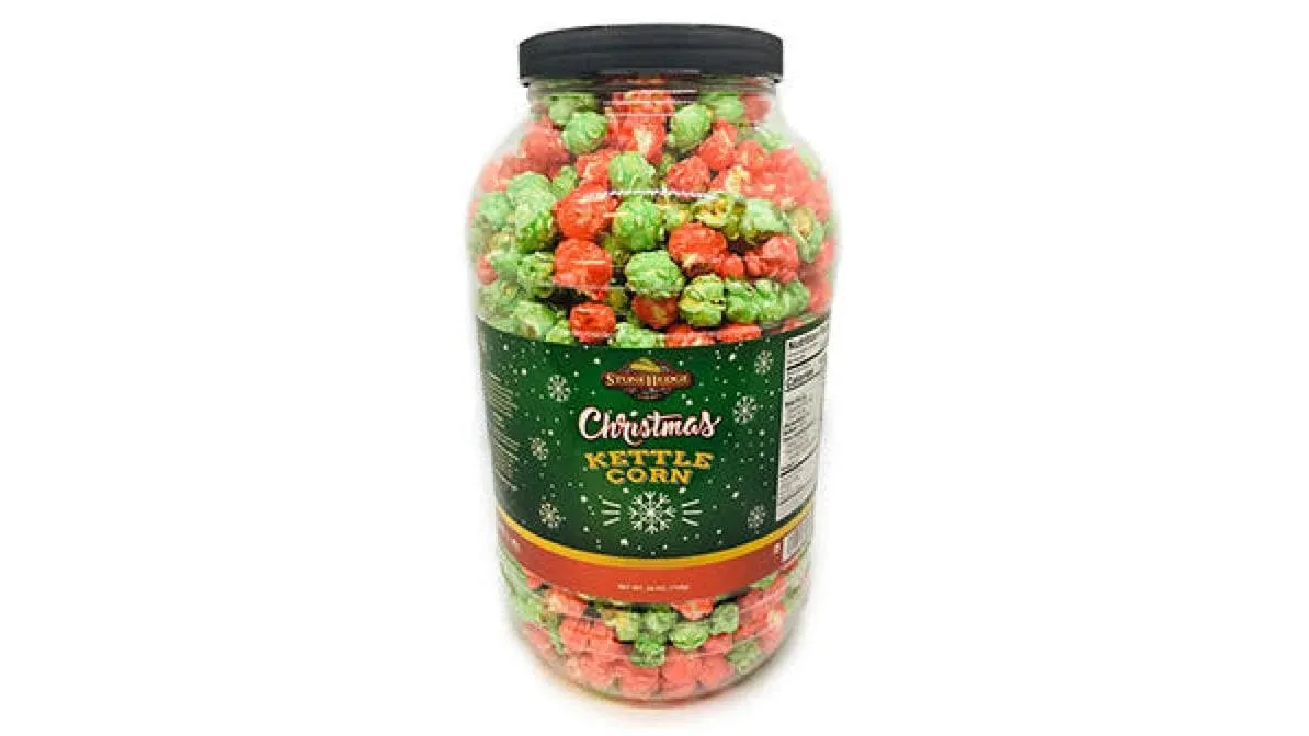 Stonehedge Farms Christmas Kettle Corn - 26 Ounce Barrel - Deliciously Old Fa...