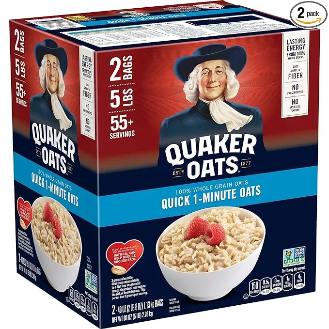 Quaker Oats, Quick 1-Minute - 2 pack, 40 oz