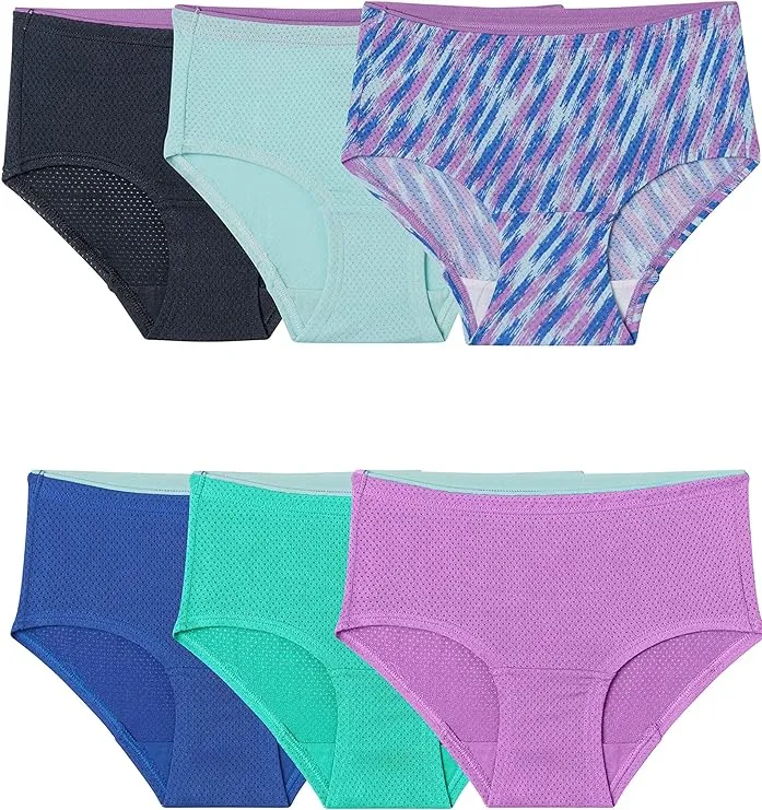 Fruit of The Loom Girls Breathable 6-Pack Micro-Mesh Briefs