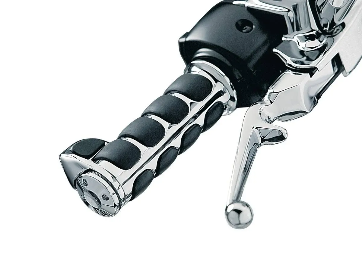 Kuryakyn Premium ISO-Grips with Chrome Accent Rings with Throttle Boss