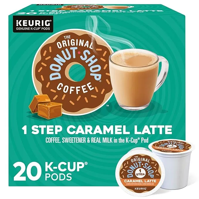 The Original Donut Shop Mocha Latte, Single-Serve Keurig K-Cup Pods, Flavored Coffee Pods, 20 Count