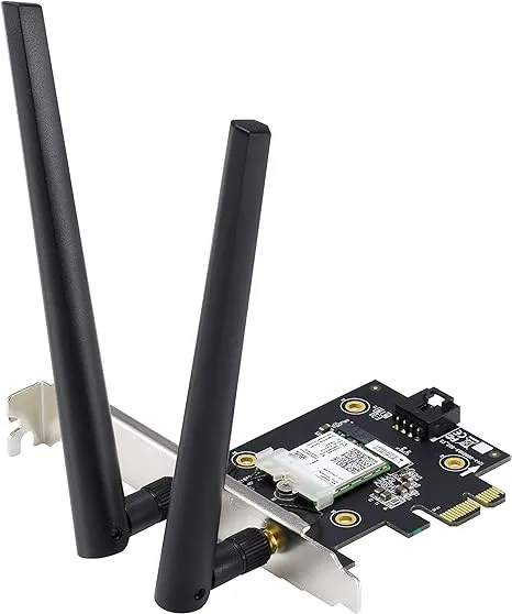 ASUS PCE-AX3000 WiFi 6 Adapter with 2 External Antennas. Supporting 160MHz, Bluetooth 5.0, WPA3 Network Security, OFDMA and MU-MIMO, Support Windows11, 10 (64bits) Only