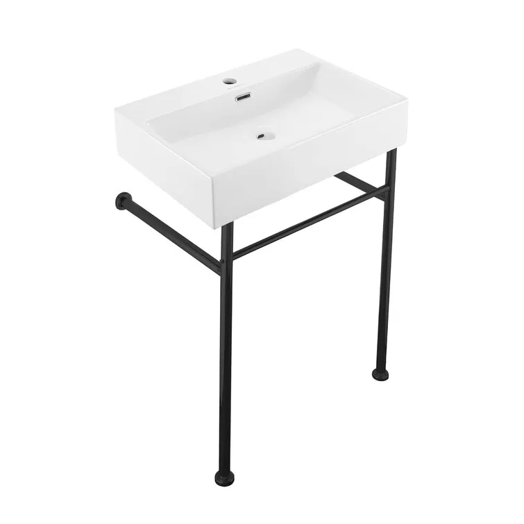 Claire 24 in. Ceramic Console Sink White Basin Chrome Legs