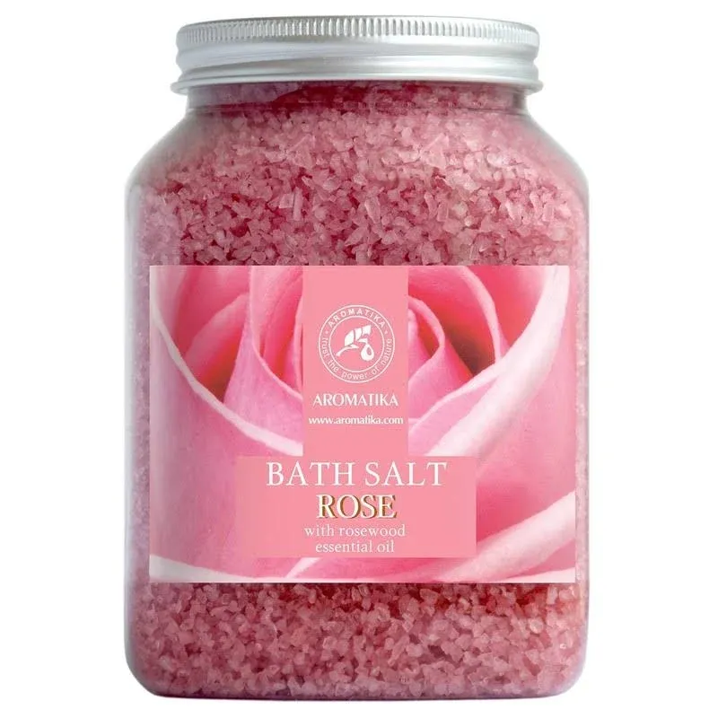 Rose Bath Salts 46 Oz - Natural Rosewood Oil & Rose Extract - Best for Relaxing - Good Sleep - Beauty - Bathing - Body Care - Wellness - Relax - Aromatherapy - Spa