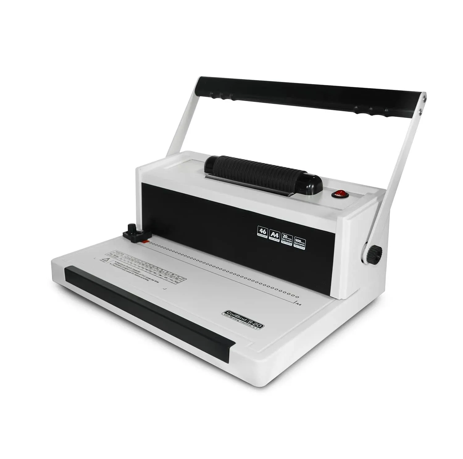 PPE S20 Coil Punch & Binding Machine - with Electric Coil Inserter - Professionally Bind Presentations and Documents - Free Crimper & 6mm Plastic COILS (Box of 100pcs), White