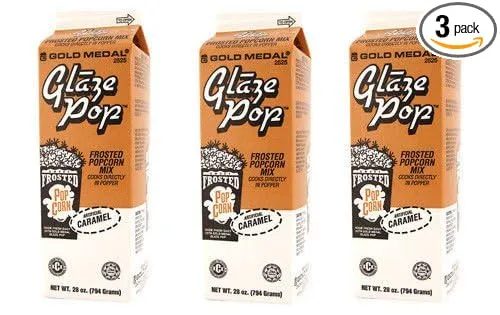 Glaze Pop,Frosted Caramel Popcorn Flavoring, Gold Medal 2525, 3 Cartons