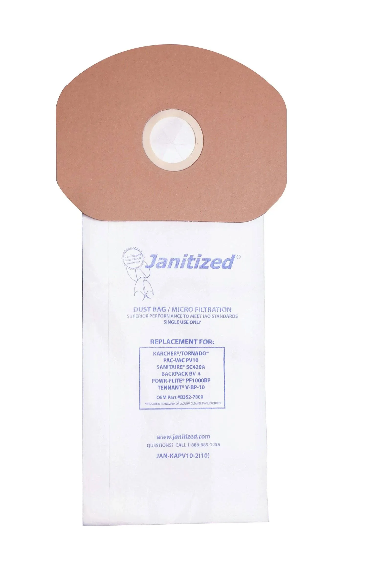 Janitized JAN-KAPV10-2(10) Premium Replacement Commercial Vacuum Paper Bag ...