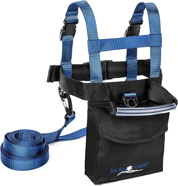 "Lucky Bums Kids Ski Harness w/ Grip N' Guide Handle, 2 Leashes, Backpack, Navy"