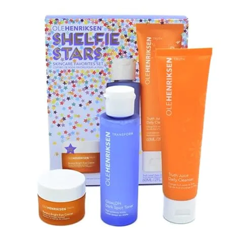 Ole Henriksen Shelfie Stars Skincare Favorites Set Mini Truth Juice Gentle Cleanser, Mini Dark Spot Toner, and Full-Size Banana Bright Eye Cream