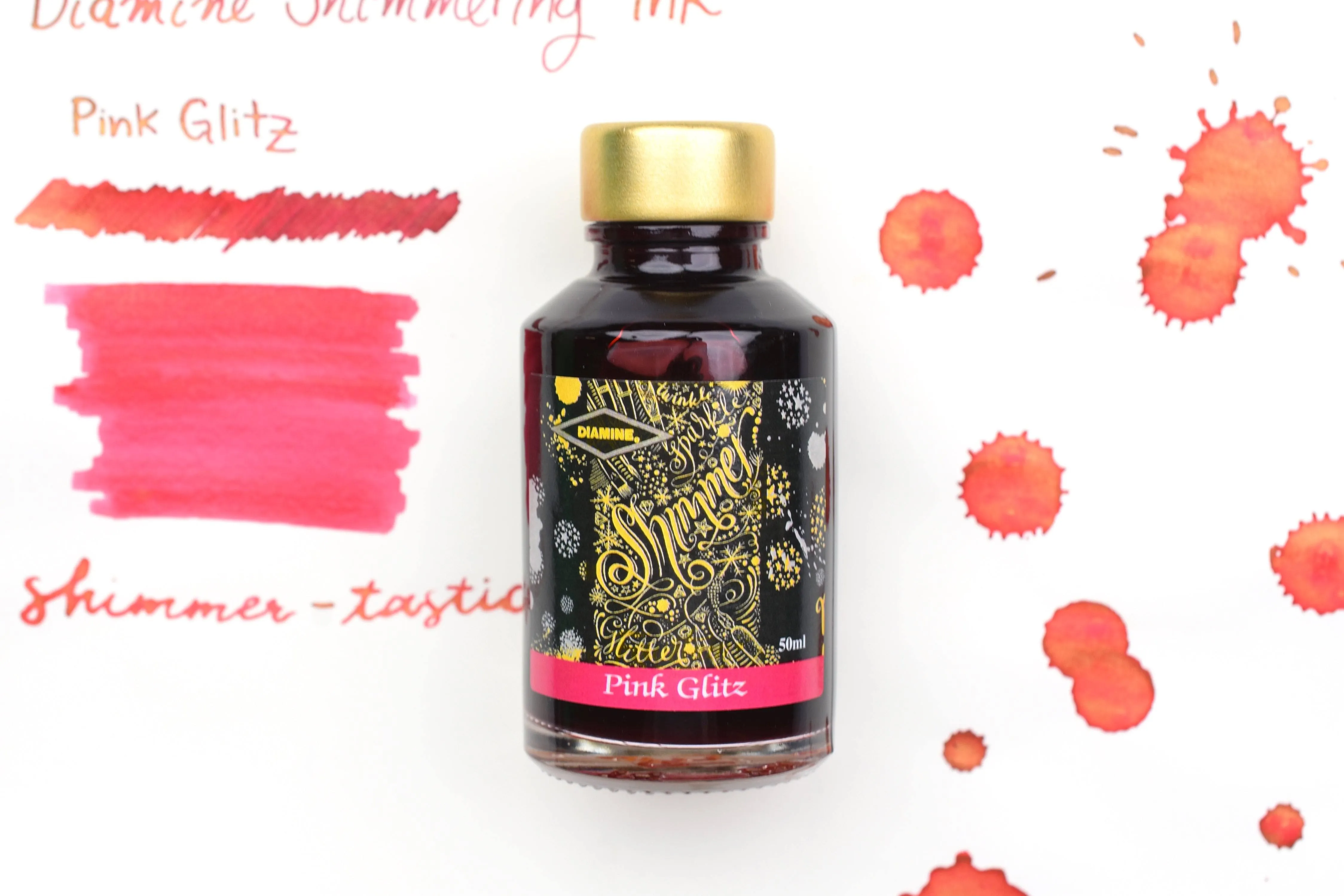 Diamine Shimmer Ink Pink Glitz Bottled Ink For Fountain Pens  50 ml DM-9021