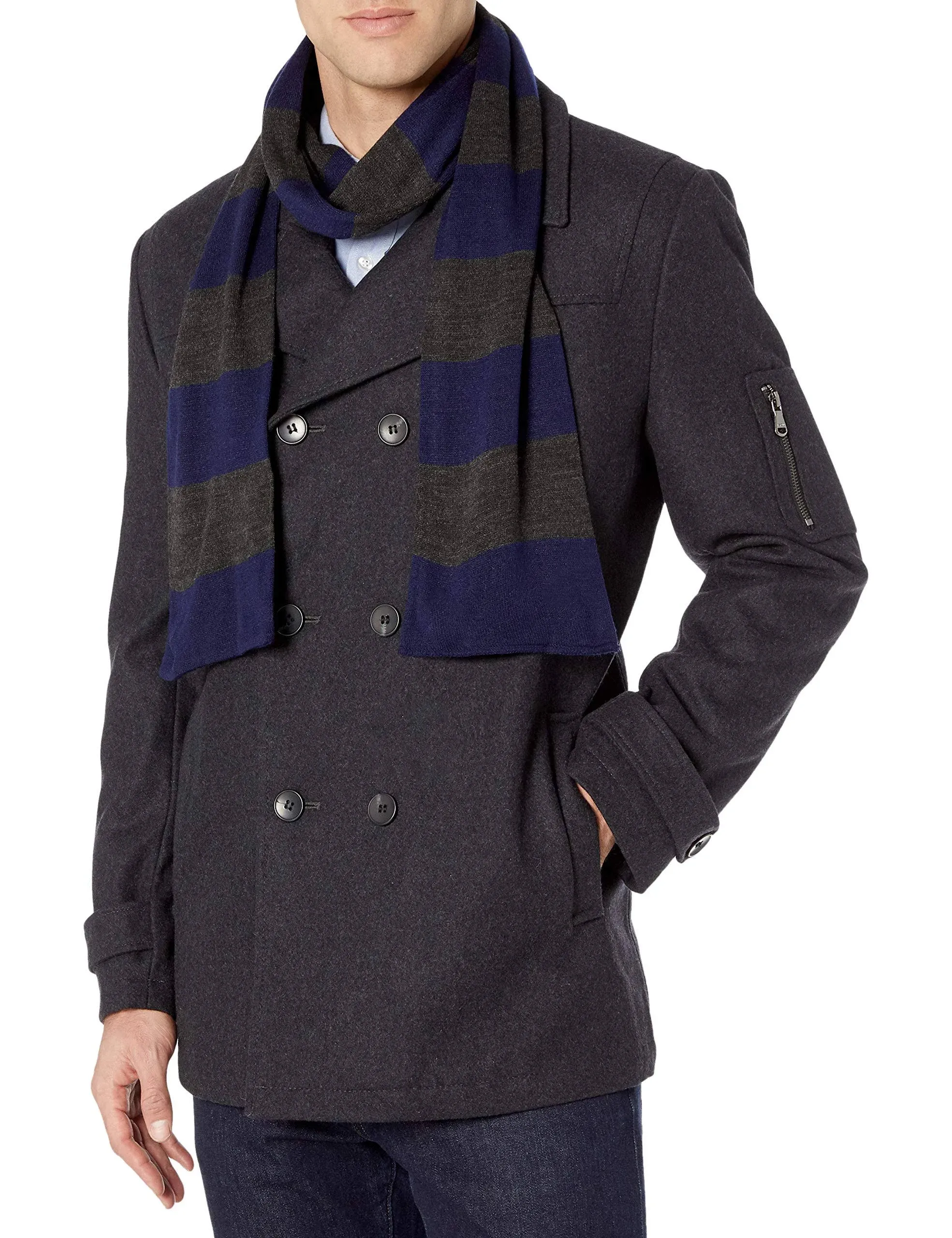 IZOD Men's Double Breasted Wool Peacoat