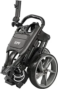 KVV 3 Wheel Foldable/Collapsible Golf Push Cart Ultra Lightweight Smallest Folding size, New-Version Scorecard Holder