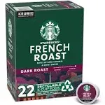 Starbucks Coffee, Ground, Dark Roast, French Roast, K-Cup Pods - 22 pack, 0.42 oz pods