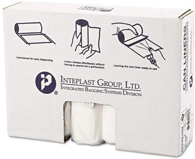 Inteplast Group High-Density Can Liner, 33 x 40, 33gal, 16mic, Clear, 25/Roll, 10 Rolls/Carton