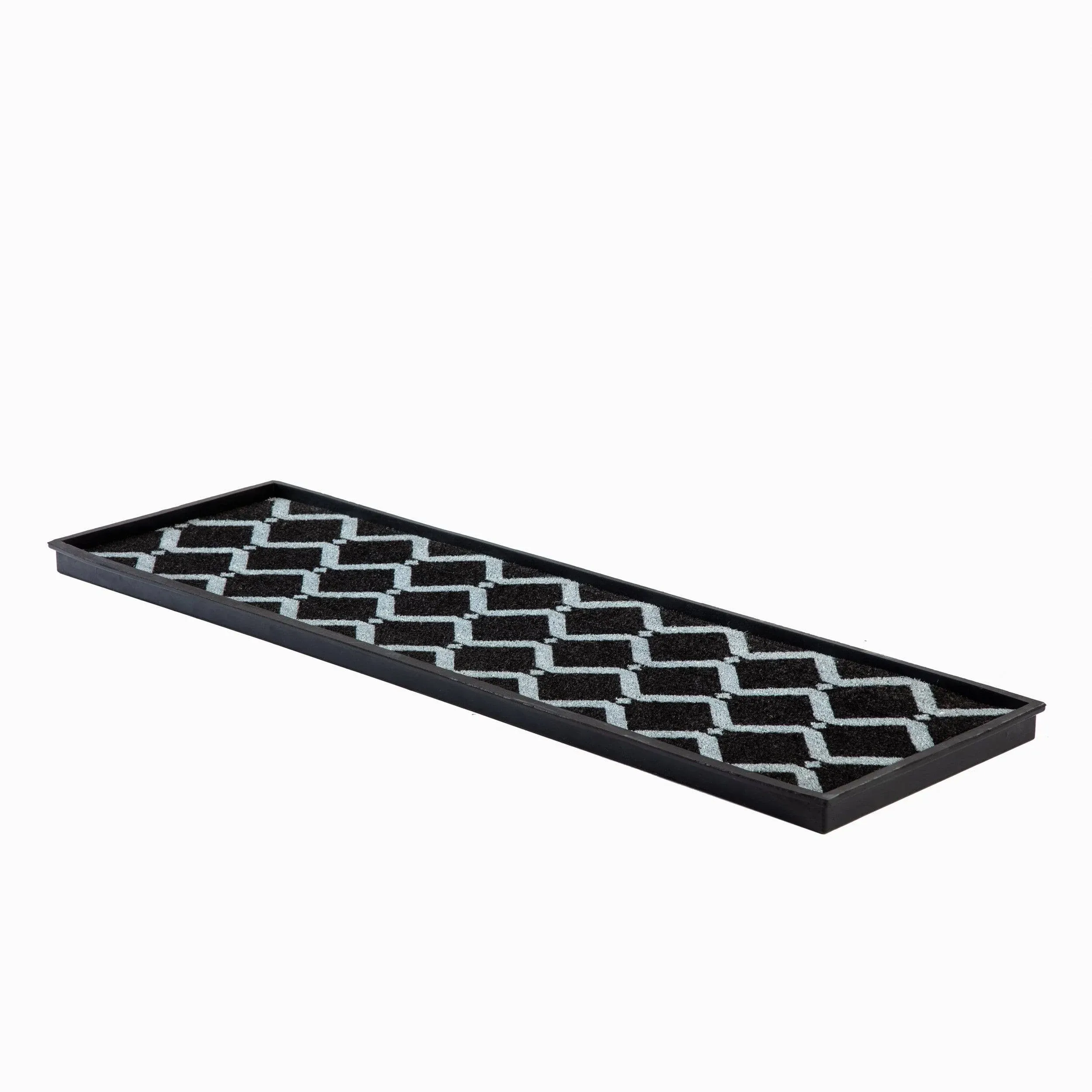 46.5"x14"x1.5" Rubber Boot Tray With Black/Ivory Diamond Coir Insert, 46.5" x 14" x 1.5" - Contemporary - Shoe Storage - by Anji Mountain | Houzz