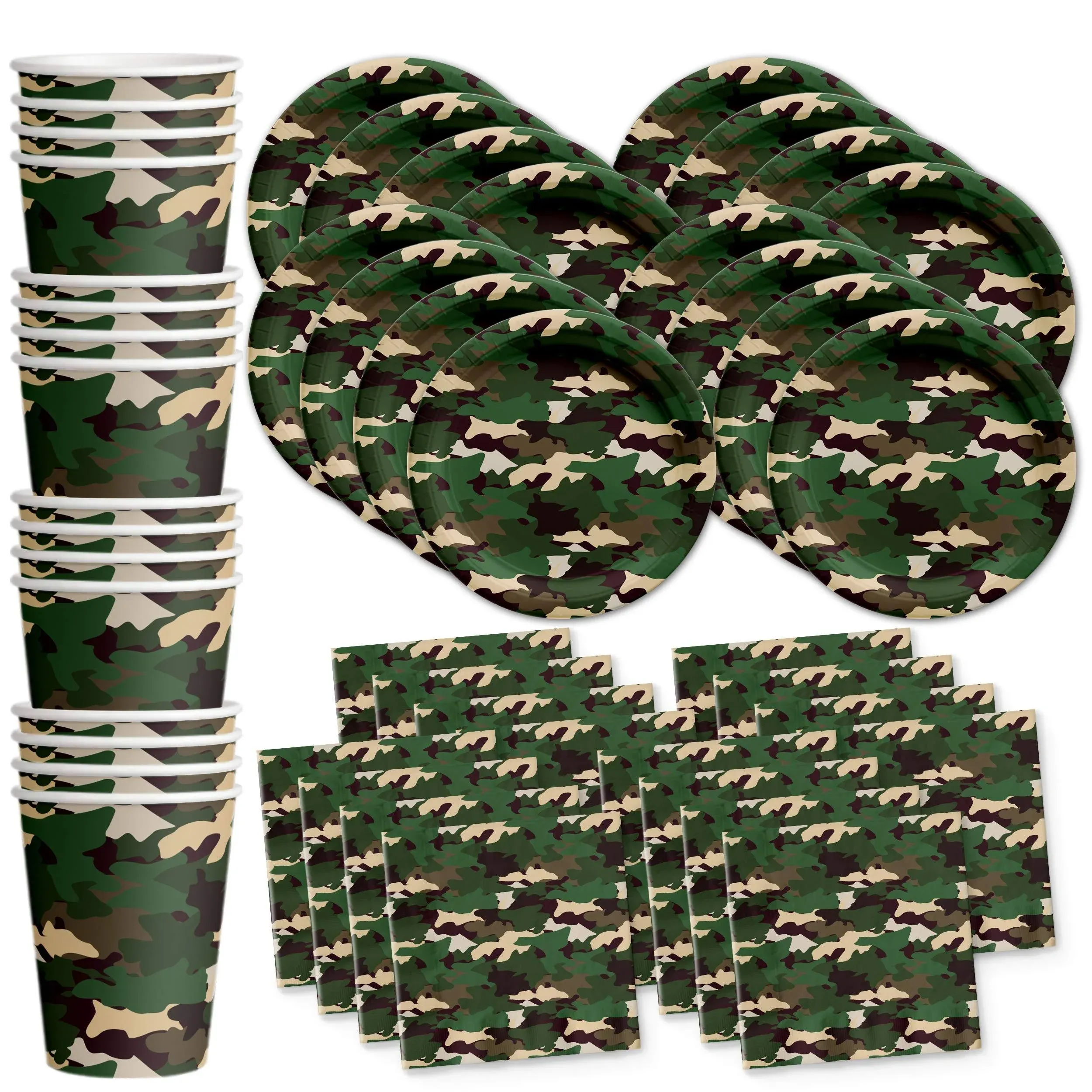 Camo Classic Birthday Party Supplies Set Plates Napkins Cups Tableware Kit... 