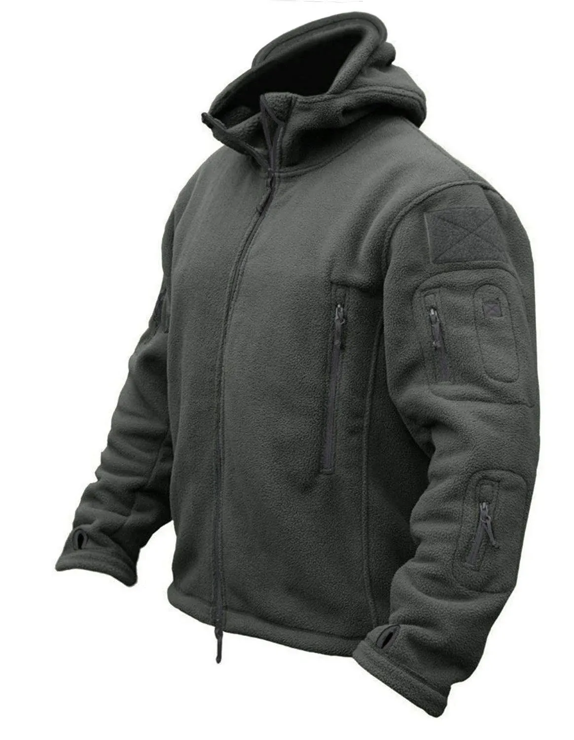 CRYSULLY Men&#039;s Military Tactical Sport Warm Fleece Hooded Outdoor Adventure Jack