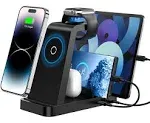 Wireless Charger for iPhone - 5 in 1 Charging Station for Multiple Devices Apple: Fast Wireless Charging Stand Dock for iPhone 15 14 13 12 Pro Max