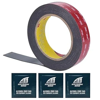 Bullshark Bond Black 3M Heavy Duty 1 Inch Double Sided Tape Mounting Tape Waterproof Foam Tape VHB 5952, 15 Feet Length, Multipurpose for Car, LED Strip Lights, Office, Home Decor, Office Décor