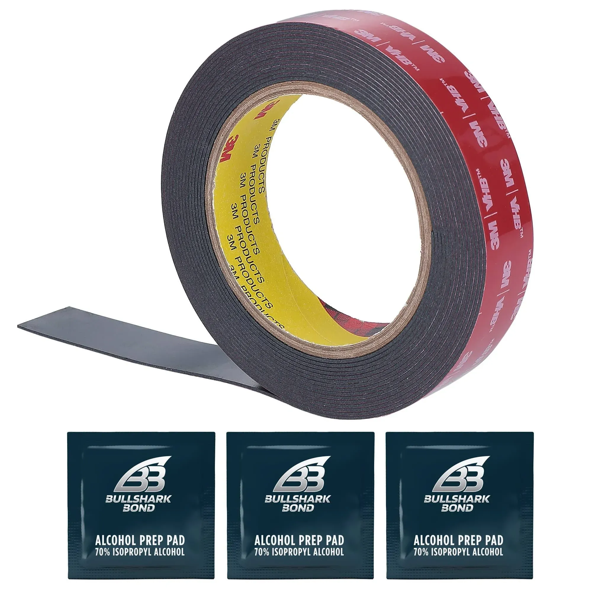 Bullshark Bond Black 3M Heavy Duty 1 inch Double Sided Tape Mounting Tape ...