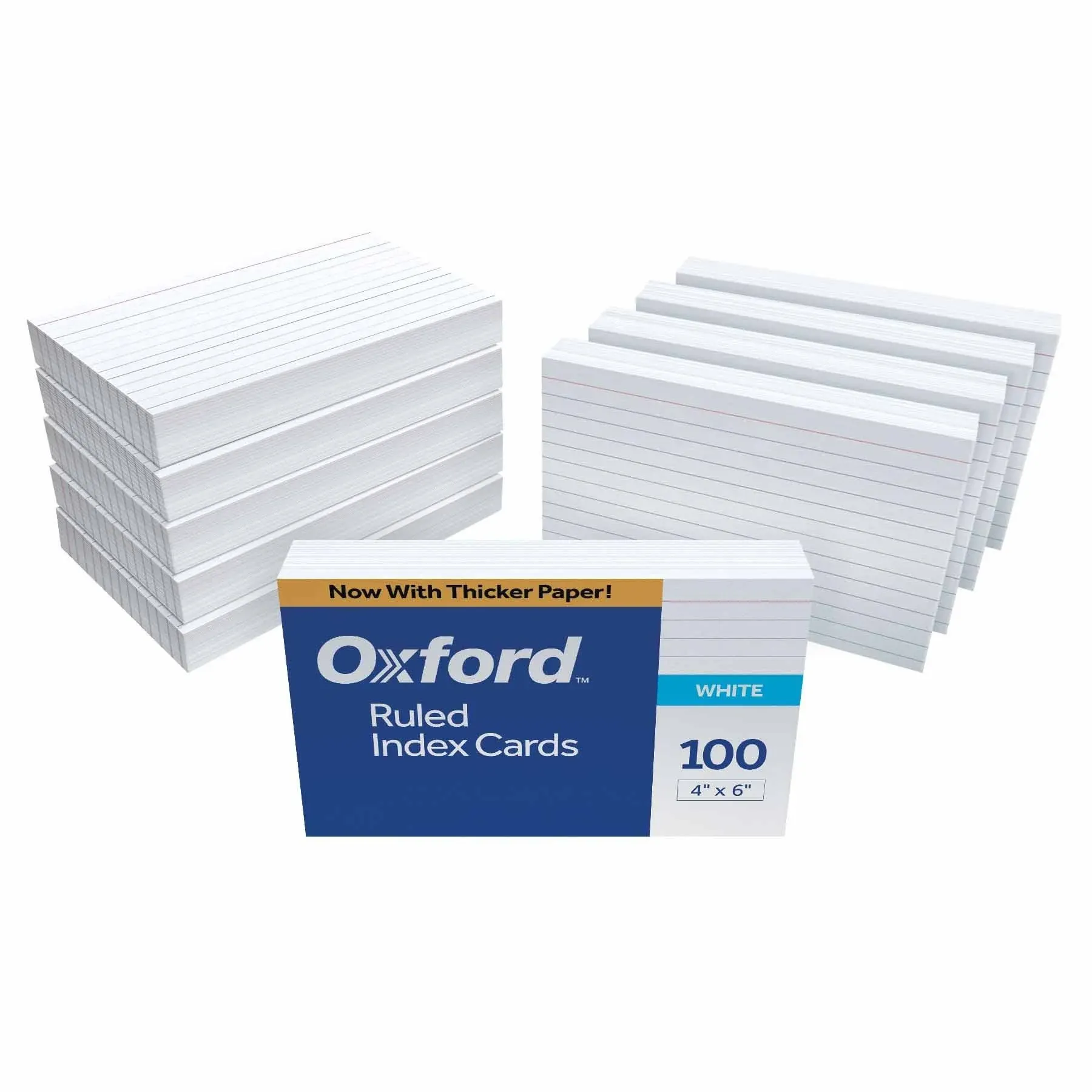 Oxford Ruled Index Cards, 4" x 6", White, 100 per Pack, 10 Packs