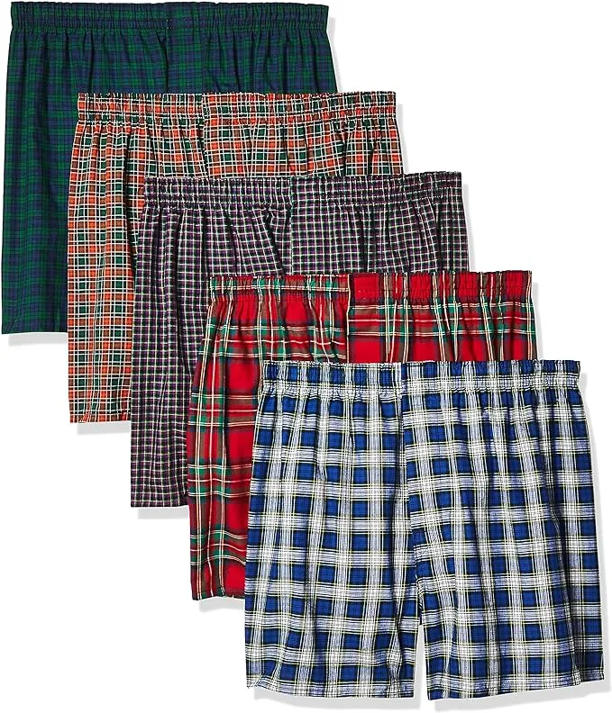 Hanes Men's 5-Pack Boxer Shorts - Plaid - Assorted Colors