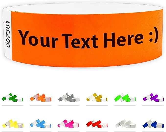 Qubiband Custom 3/4" Tyvek Wristbands for Events - Bracelets Printed with Your Text