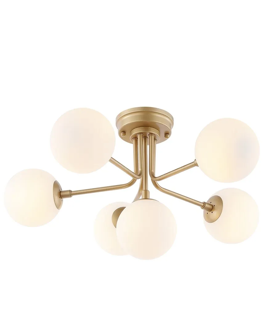 Olivier Parisian 24in 6-light Globe Bistro Led Semi Flush Mount In Gold