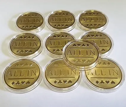 10x All In Poker Chips / Gold Clad Card Protector Bounty Chip Etc.