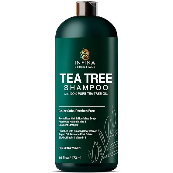 Infina Essentials Tea Tree Shampoo for Men and Women - Enriched with Biotin ...