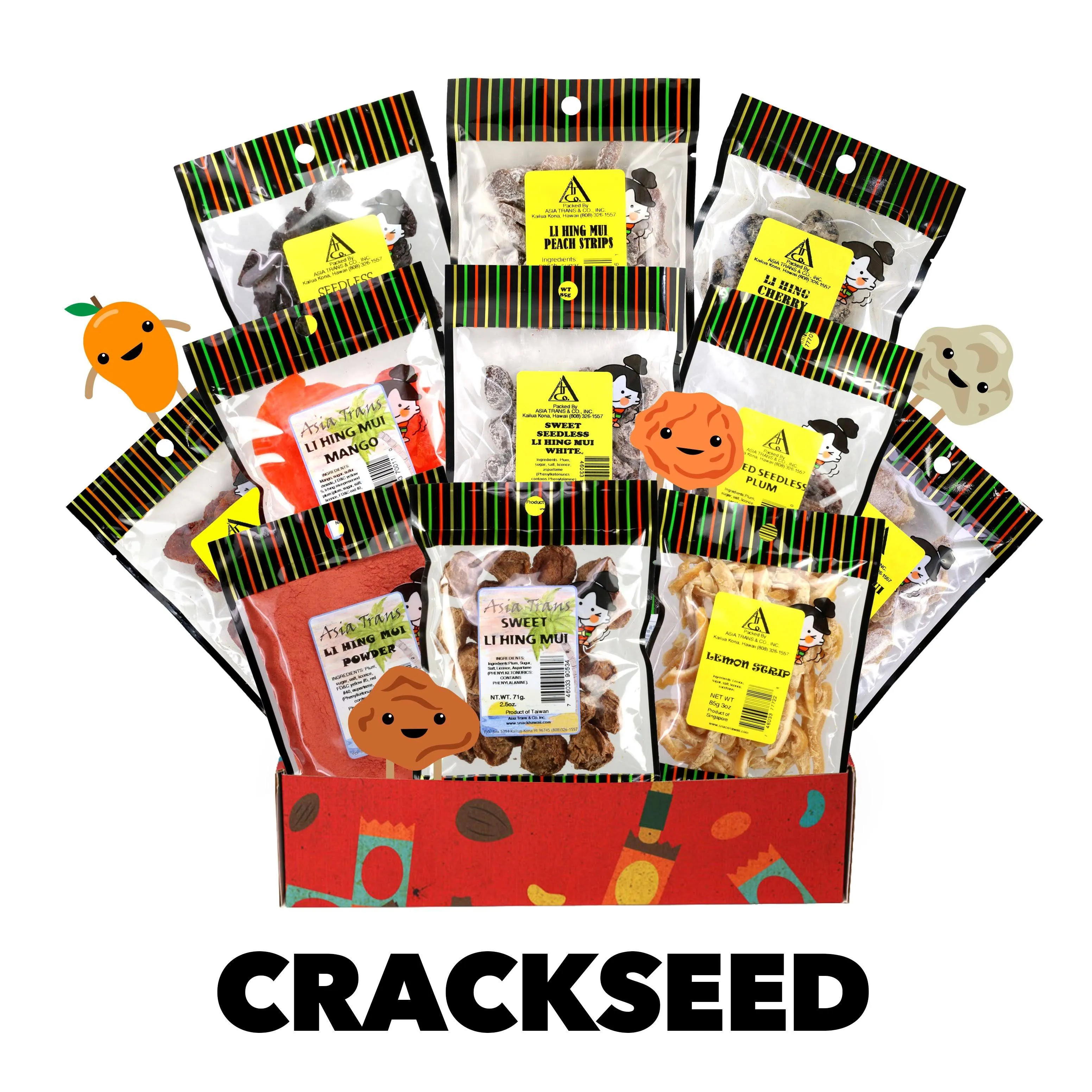 Asia Trans 12 Pack Li Hing Mui Crack Seed Gift Set | Hawaiian Fa