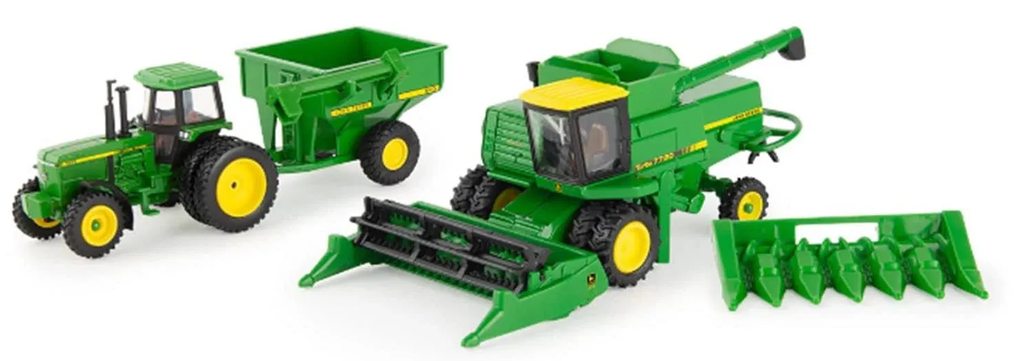 ERTL 1/64 John Deere Harvest Set 7720 Combine 4555 Tractor &amp; 500 Grain Cart