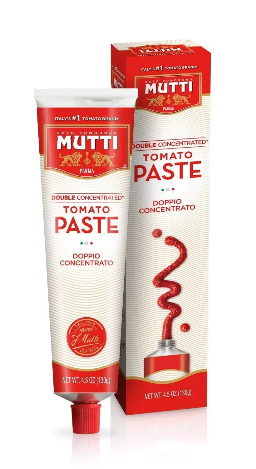 Mutti Double Concentrated Tomato Paste (Doppio Concentrato), 4.5 oz. Tube | 6 Pack | Italy’s #1 Brand of Tomatoes | Tube Tomato Paste | Vegan Friendly & Gluten Free | No Additives or Preservatives